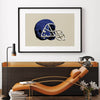 blue football helmet art print in man's study