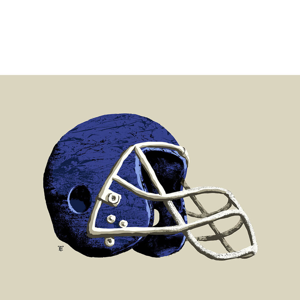 blue football helmet Vintage Football Helmet Art Print | Blue