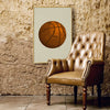 old basketball art print in man's study