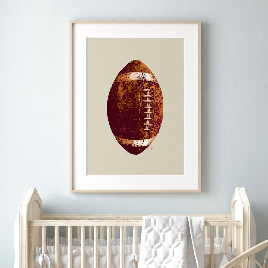 football art print in baby boy's room