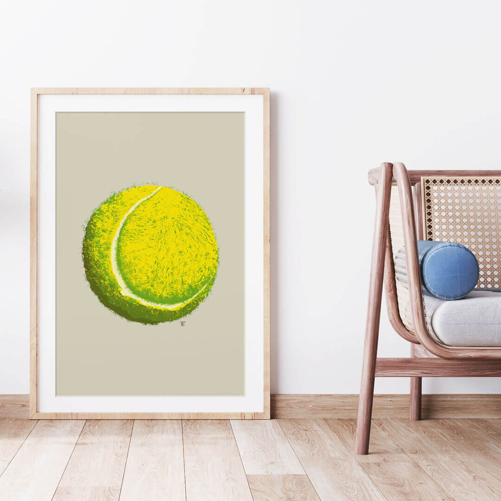 Pop Art tennis ball poster in clubhouse