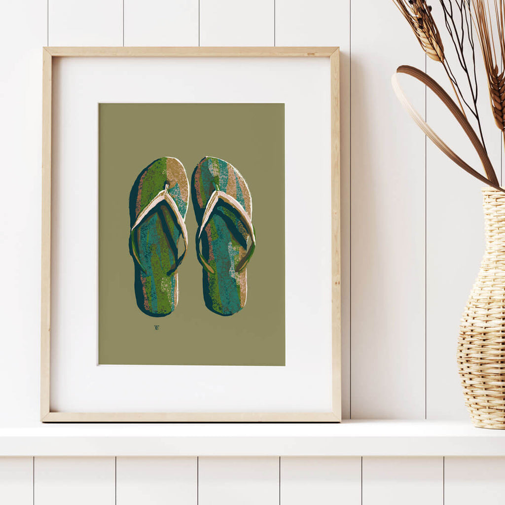 fun flip-flops art print in vacation house