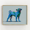 blue pug art print