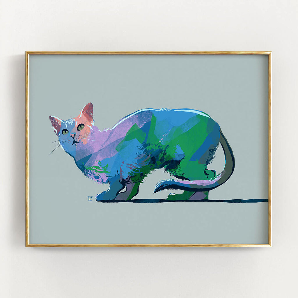 blue shorthaired cat art print
