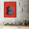coffee pot art print poster on red