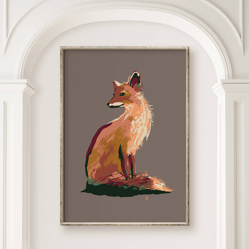 framed art print of fox