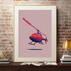 colorful helicopter art print poster 