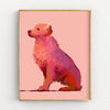 pink golden retriever art print