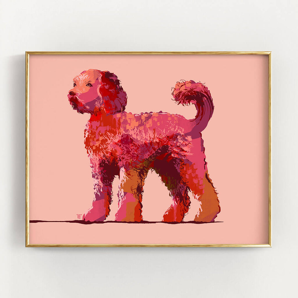 pink labradoodle art print