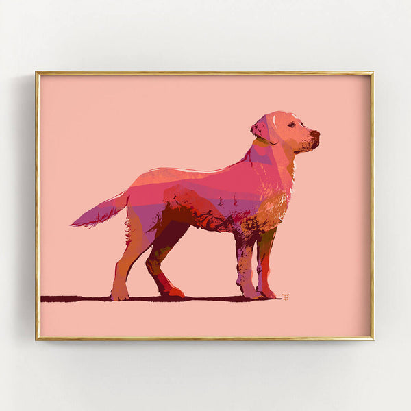 pink labrador retriever art print