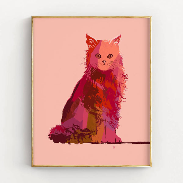 pink persian cat art print