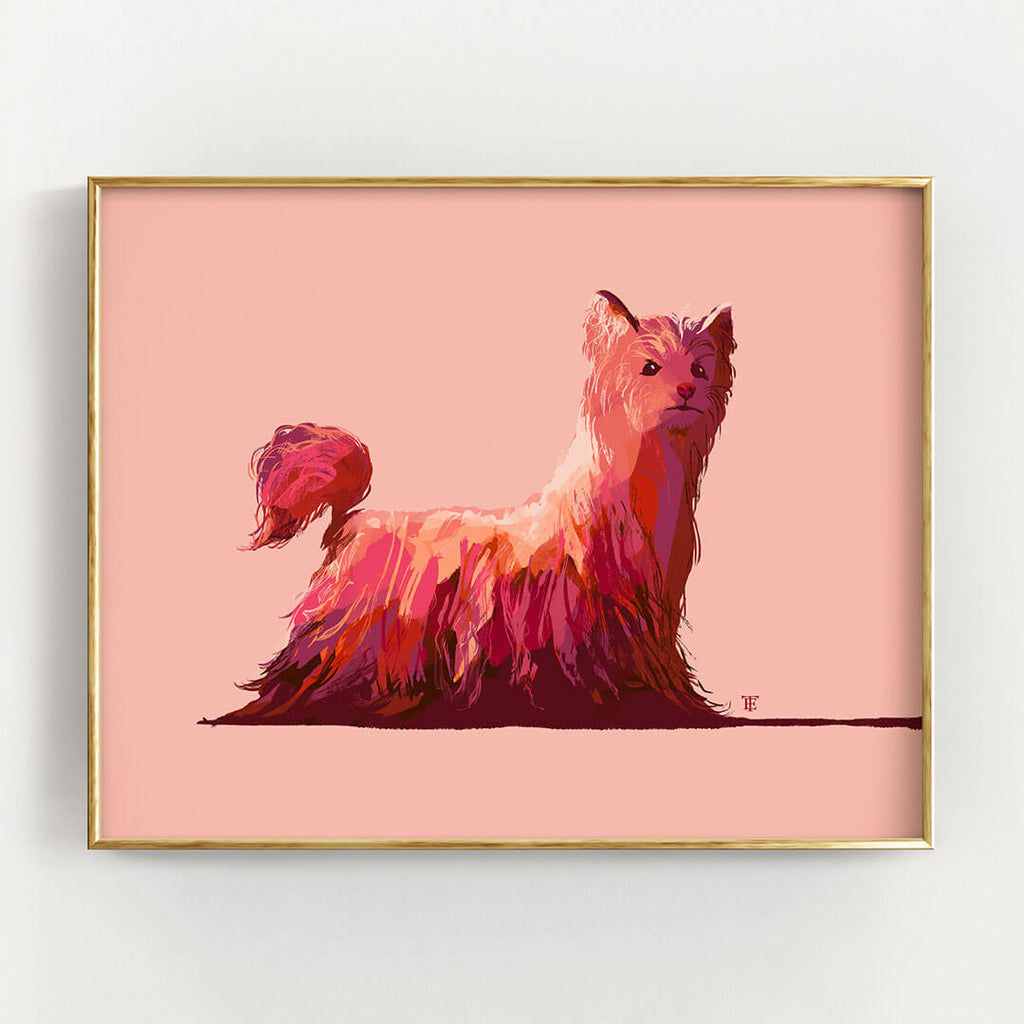 pink yorkshire terrier art print