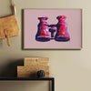 Art print poster of colorful binoculars on lavender background